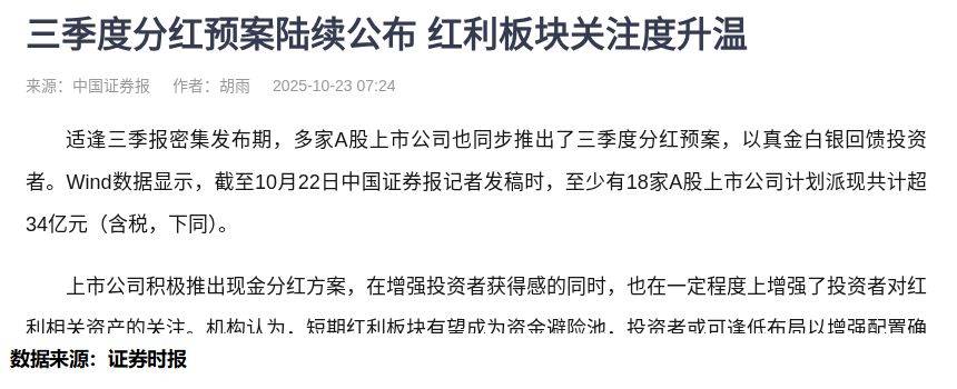 积极回报投资者 上市公司中期分红升温